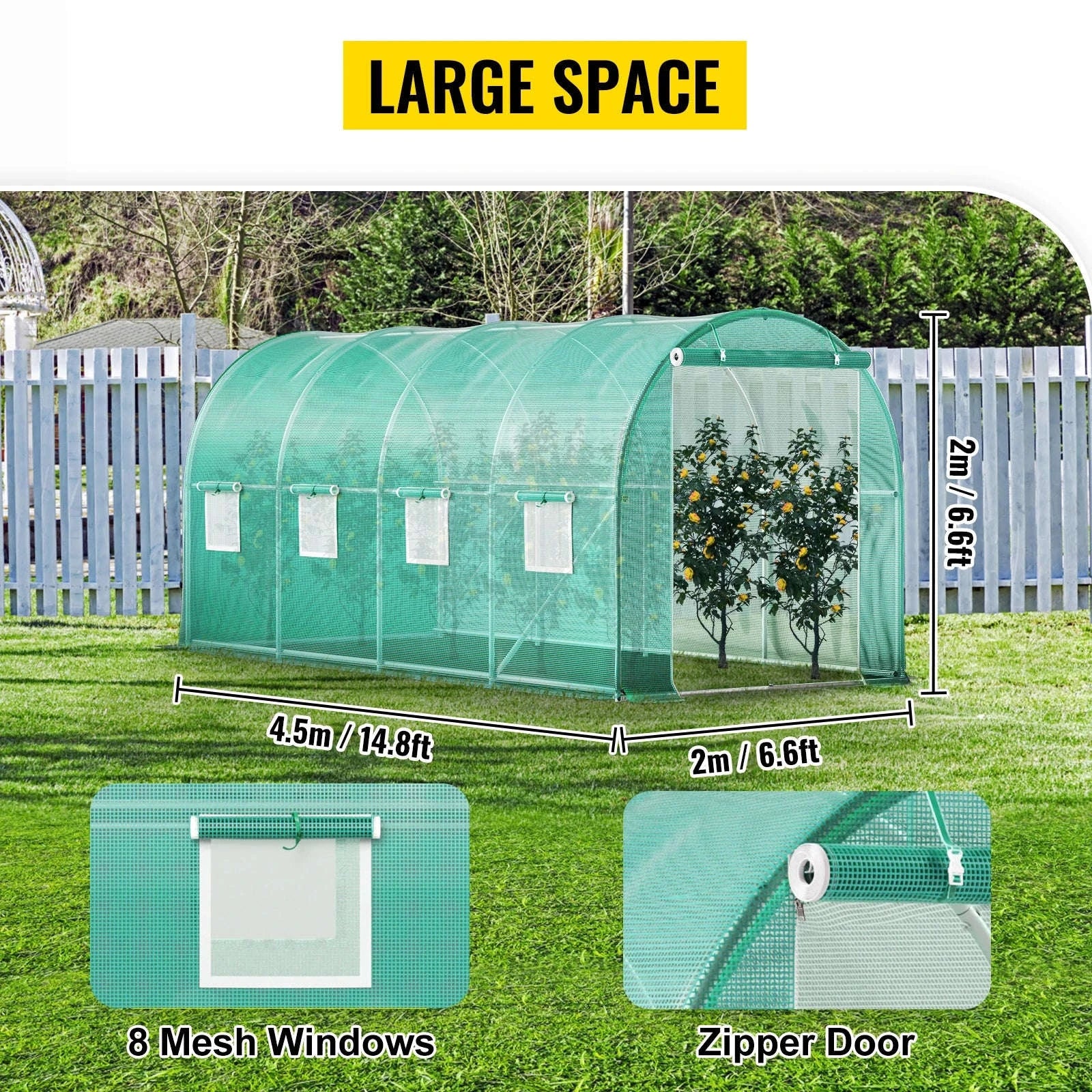 Walk-in Tunnel Greenhouse Galvanized Steel Frame Waterproof PE Cover - Image 10