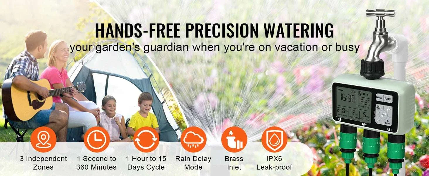 3-Zone Hose Water Timer with LCD, Rain Delay & Manual Mode - Image 8