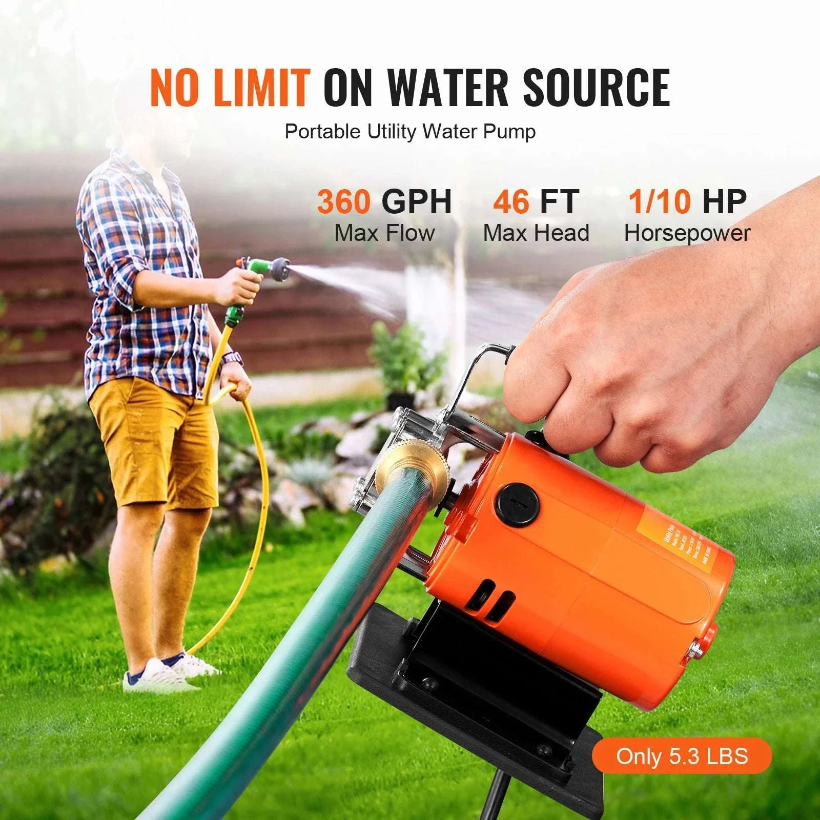 Portable Electric Water Transfer Pump 360 GPH 120V Utility Pump - Image 2