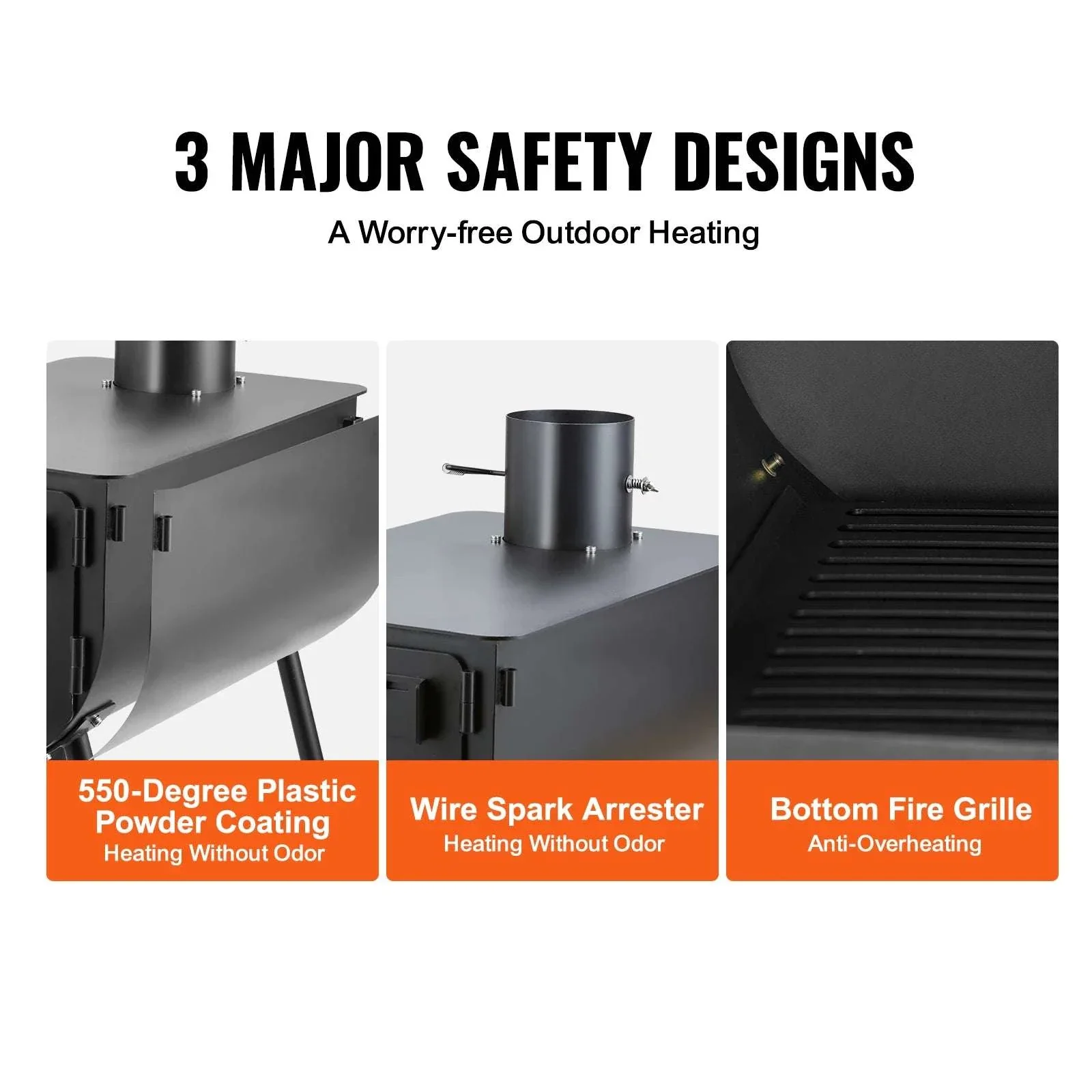 Portable Camping Wood Stove with Chimney & Cooking Shelves - Image 2