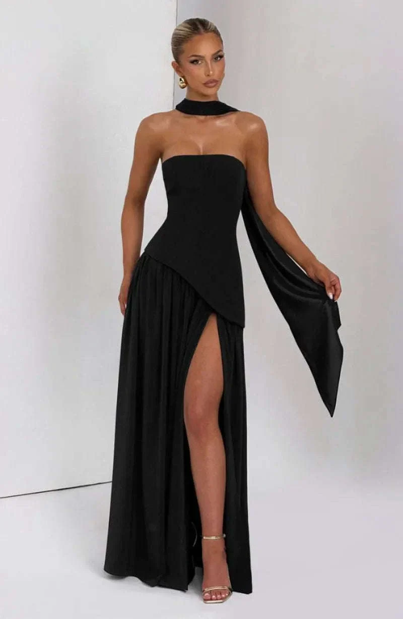 Elegant Strapless Floor-Length Women’s Slit Backless Evening Dress - Image 12