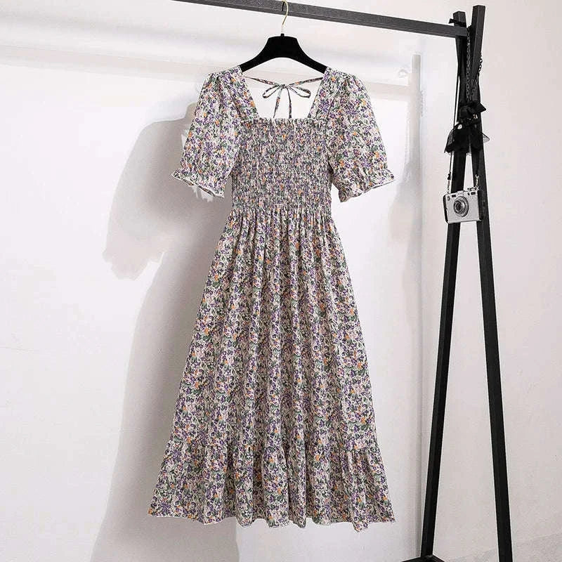 Summer Pleated Chiffon Midi Dress with Flattering A-Line Flow - Image 43