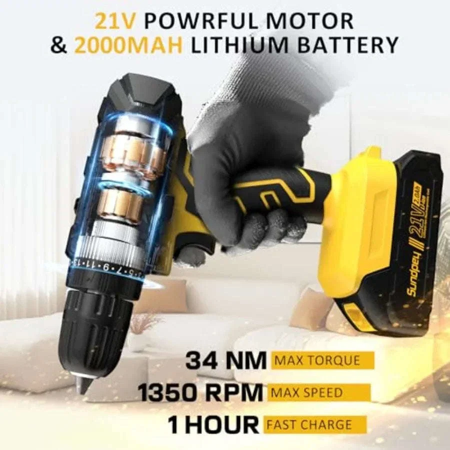 Sundpey 170-Piece Home Repair Tool Kit with 21V Drill - Image 4