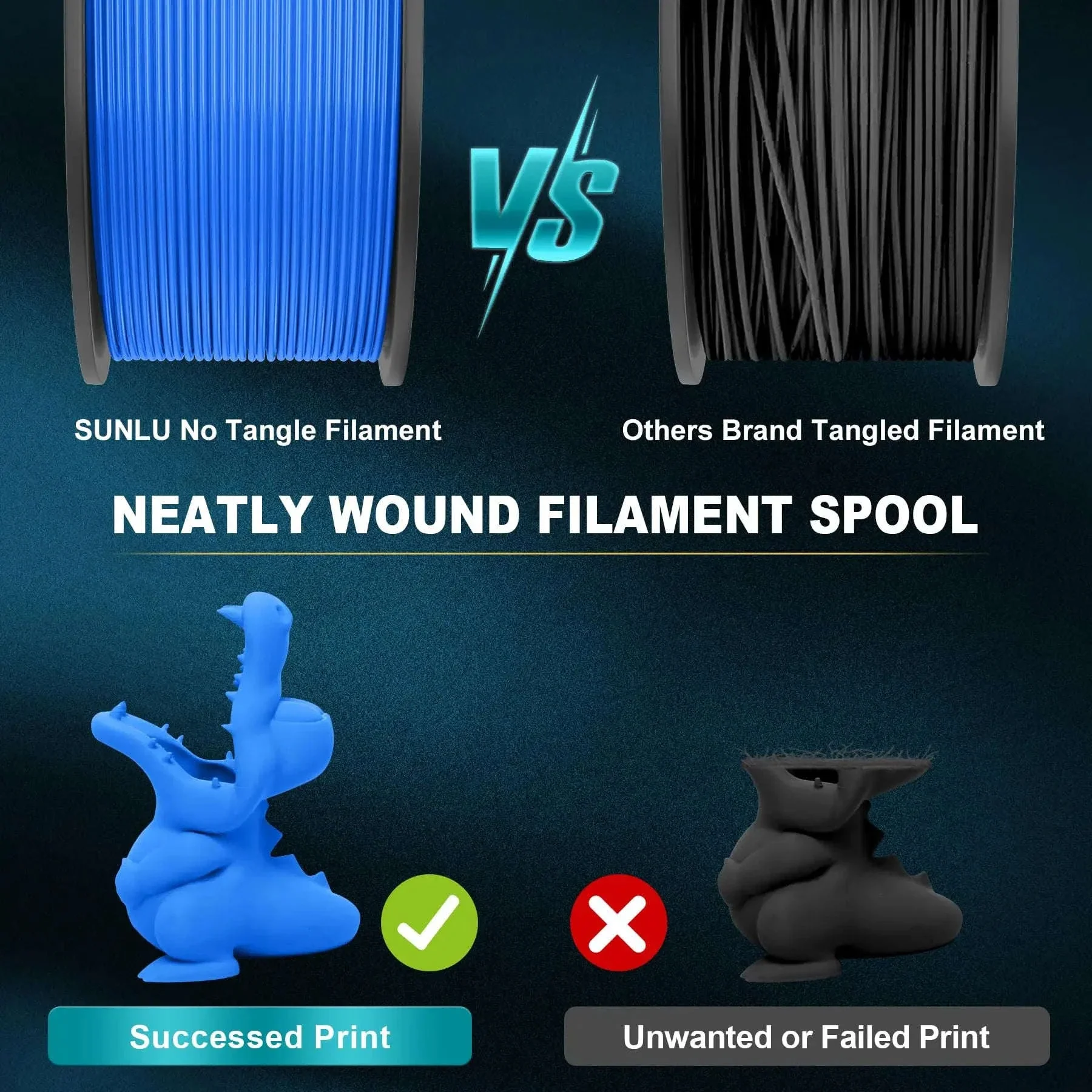 SUNLU PLAmatte 1.75mm 3D Filament for Clean, Matte Prints - Image 6
