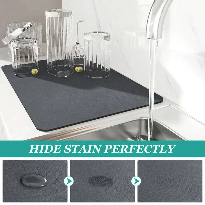 Super Absorbent Diatom Mud Drying Mat for Cleaner Countertops - Image 4