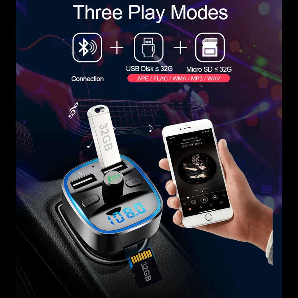 Car Bluetooth 5.0 FM Transmitter with Dual USB Charging - Image 2