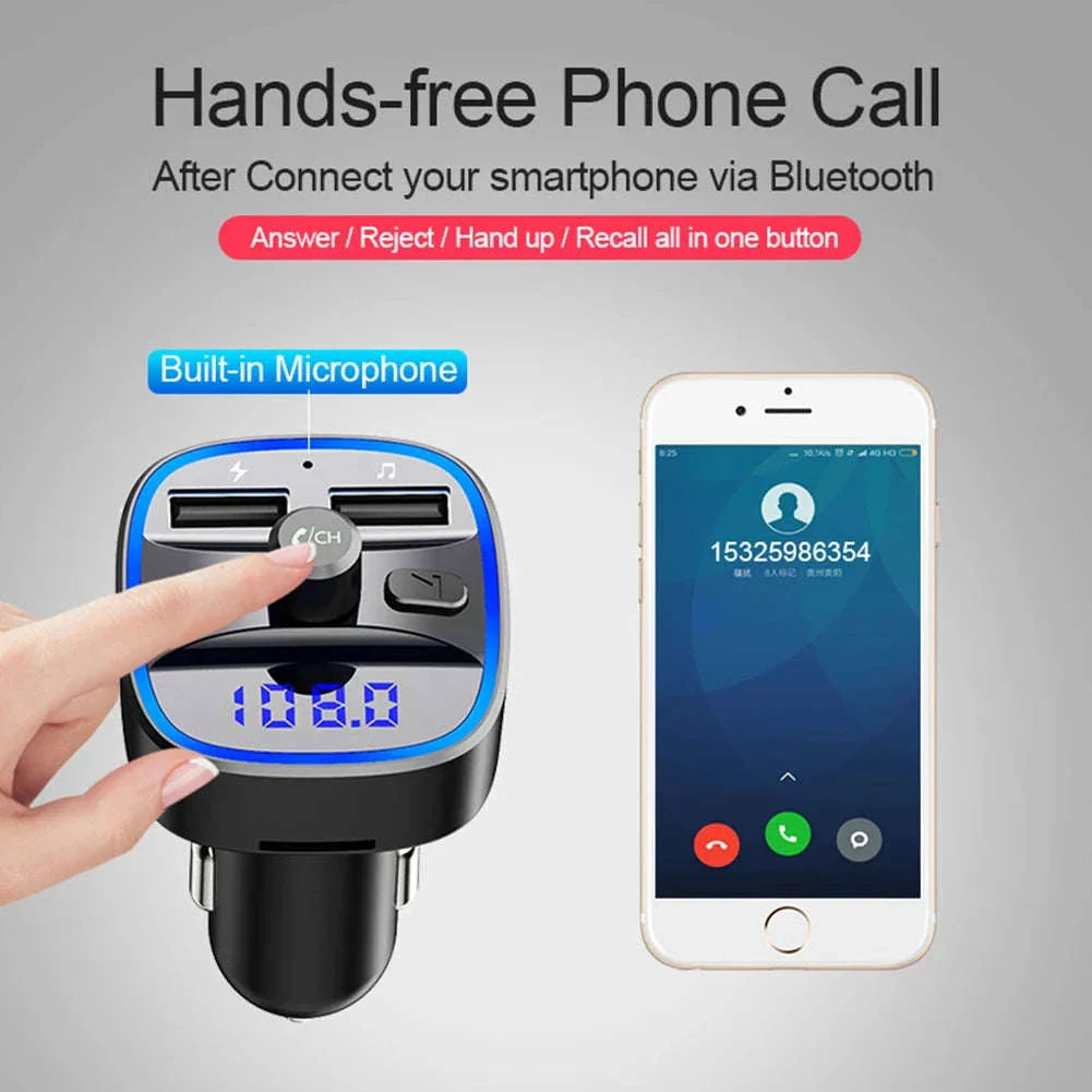 Car Bluetooth 5.0 FM Transmitter with Dual USB Charging - Image 3