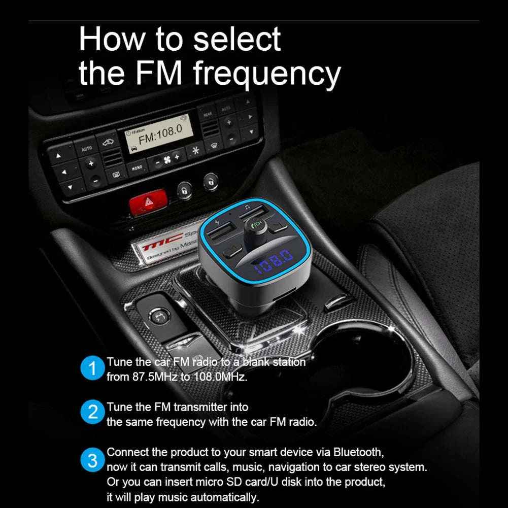 Car Bluetooth 5.0 FM Transmitter with Dual USB Charging - Image 5