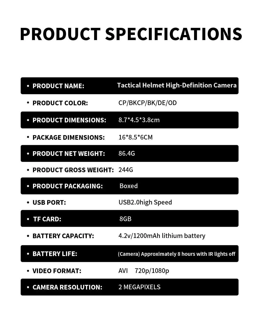 Tactical Helmet Camera with 720P HD Video Recording - Image 7
