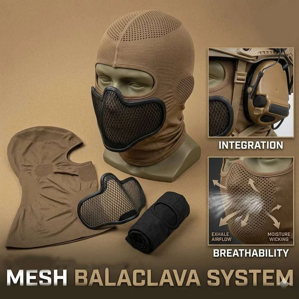 Breathable Tactical Balaclava with Steel Mesh Face Protection Mask