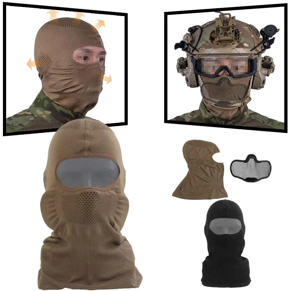 Breathable Tactical Balaclava with Steel Mesh Face Protection Mask - Image 7