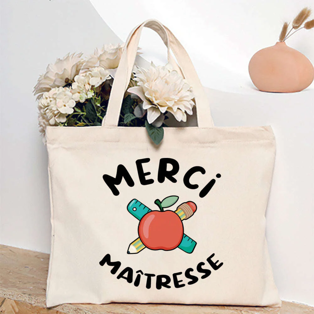 French Print Canvas Teacher Tote Bag for Everyday Carry - Image 31