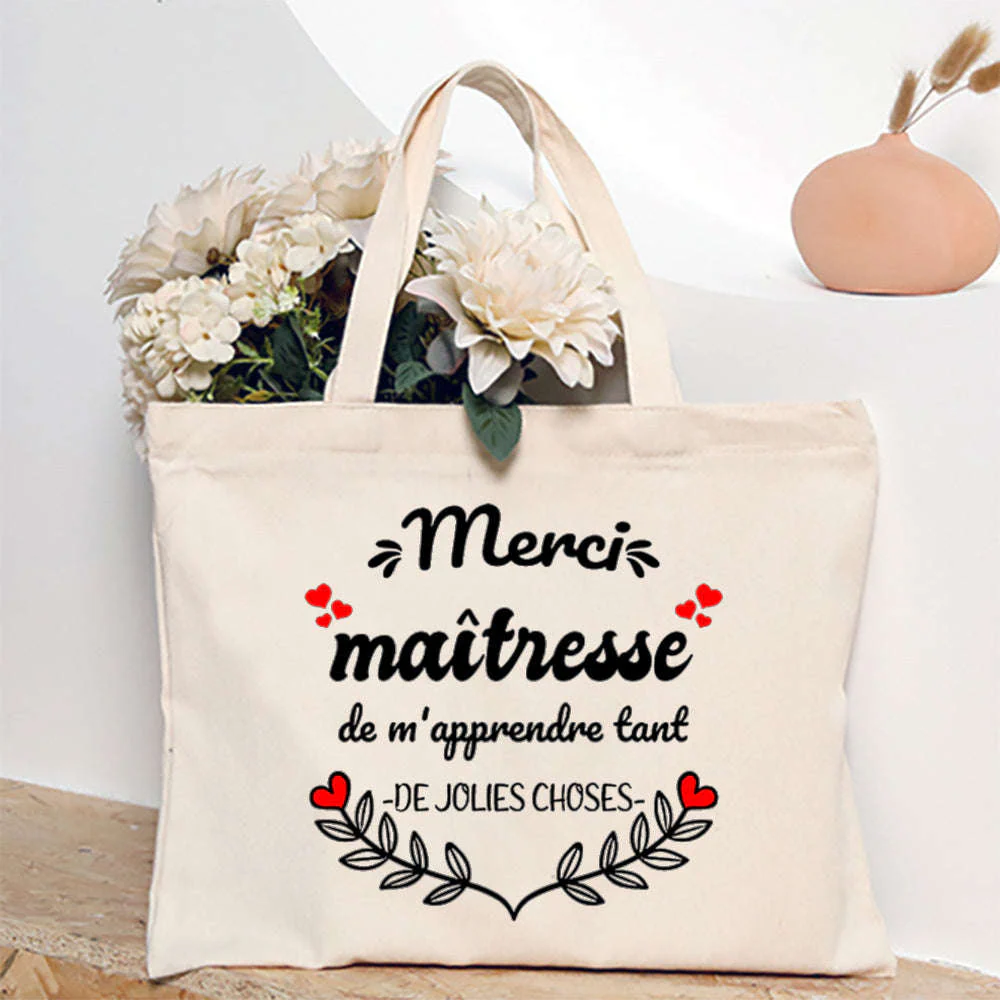 French Print Canvas Teacher Tote Bag for Everyday Carry - Image 35