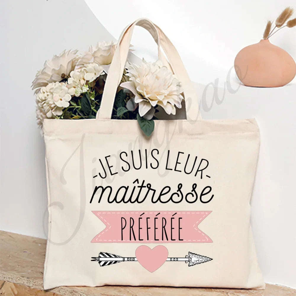 French Print Canvas Teacher Tote Bag for Everyday Carry - Image 63