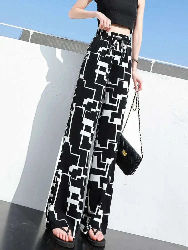 Women’s Floral Wide Leg Drawstring Pants with High Waist - Image 7
