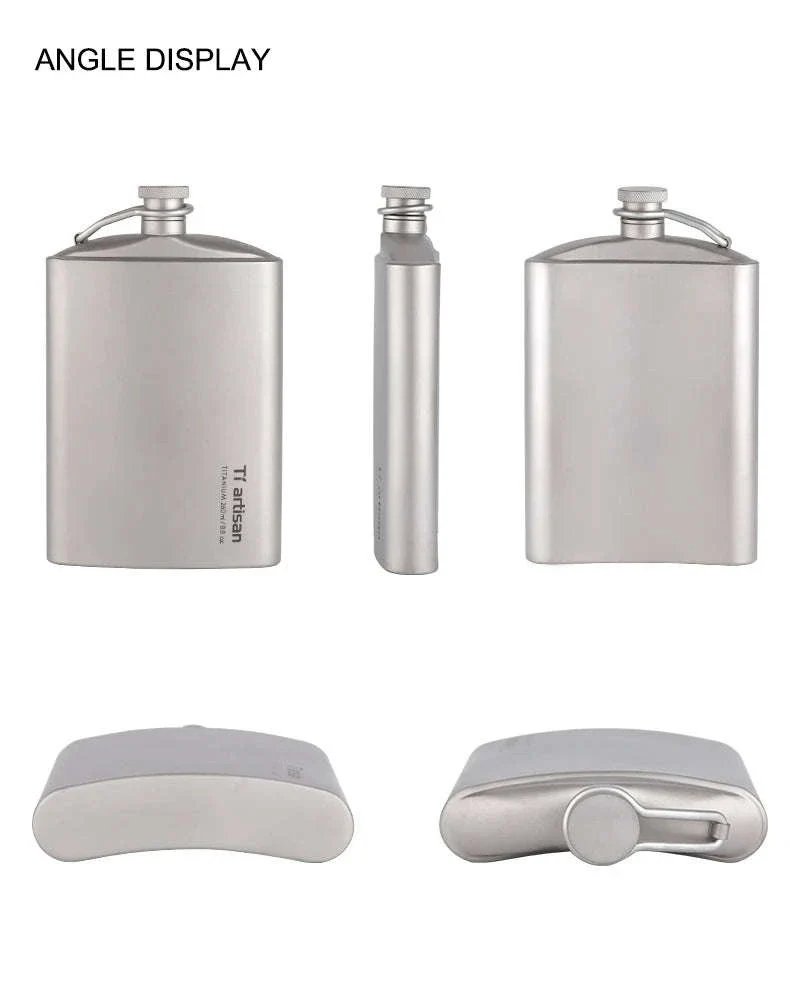 Portable Pure Titanium Hip Flask with Funnel, 200ml/260ml - Image 11