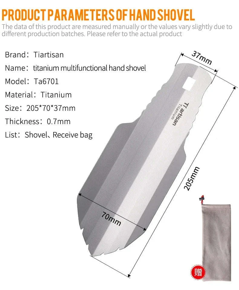 Titanium Hand Shovel Mini Ultralight Portable Trowel - Image 9
