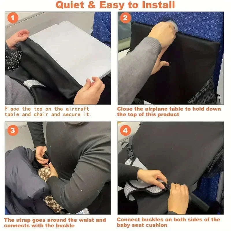 Toddler Airplane Seat Extender Bed with Footrest Hammock & Pocket - Image 12