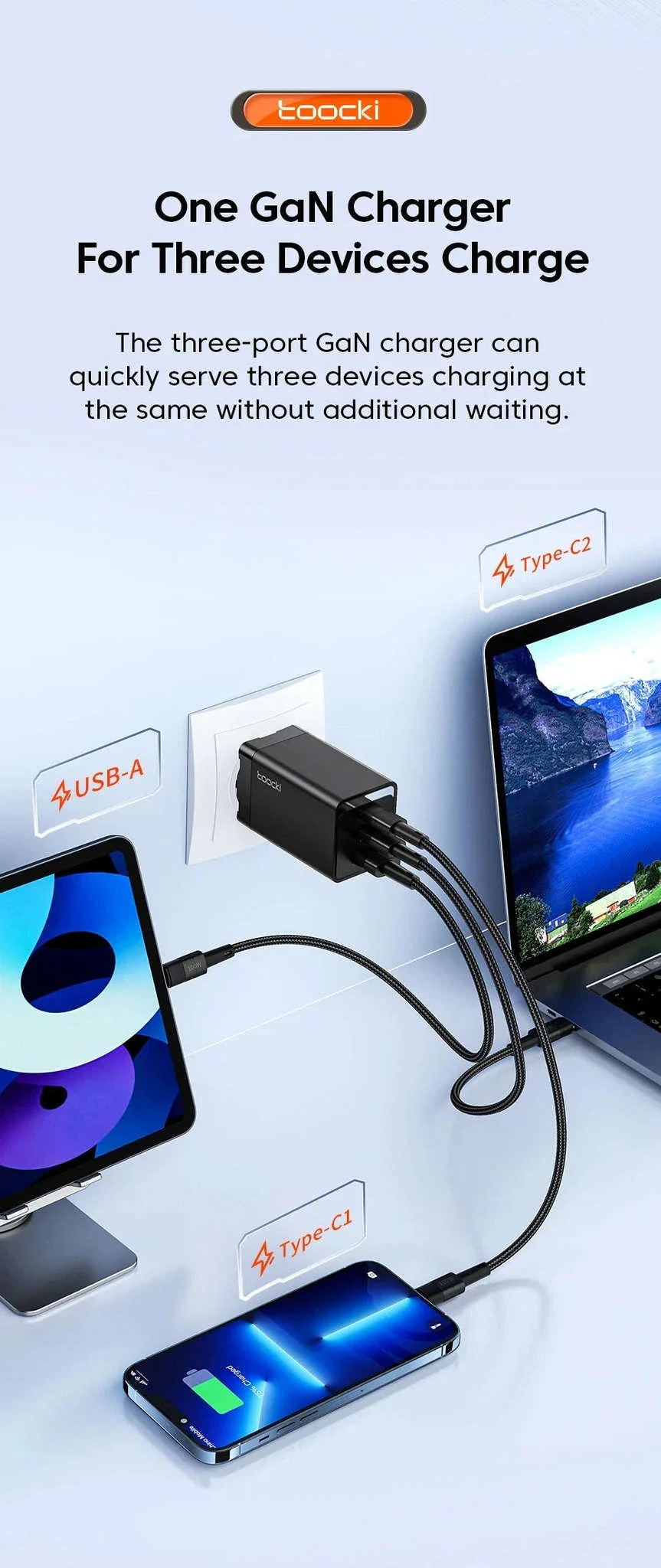 Toocki 67W GaN USB C Charger with 1m USB-C Cable - Image 13