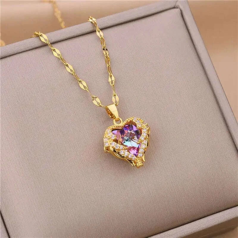 Crystal Ocean Heart Pendant Necklace for Everyday Elegance