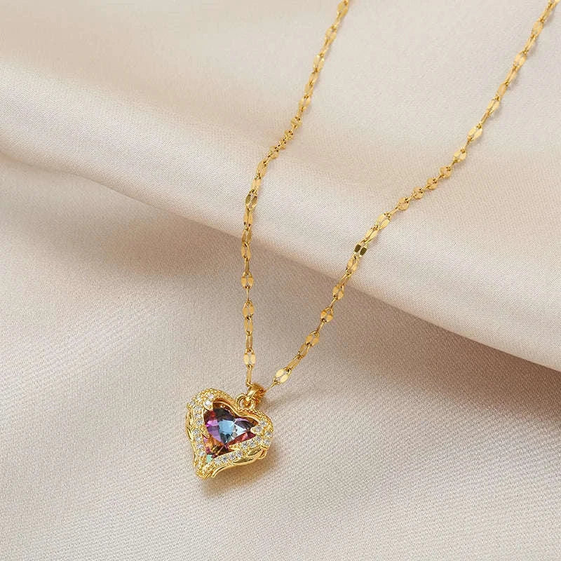 Crystal Ocean Heart Pendant Necklace for Everyday Elegance - Image 2