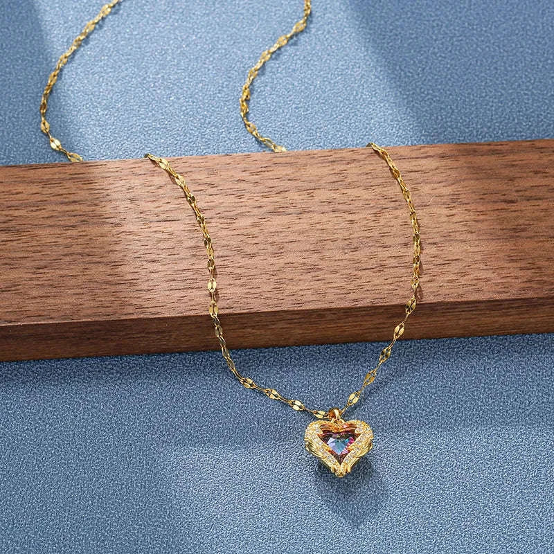 Crystal Ocean Heart Pendant Necklace for Everyday Elegance - Image 3