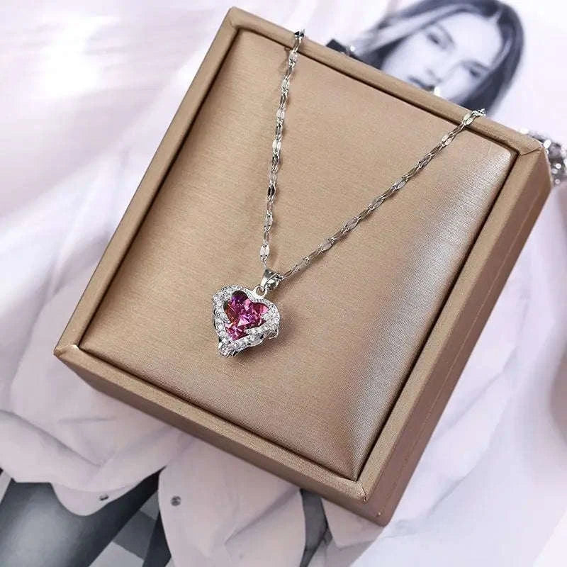 Crystal Ocean Heart Pendant Necklace for Everyday Elegance - Image 4