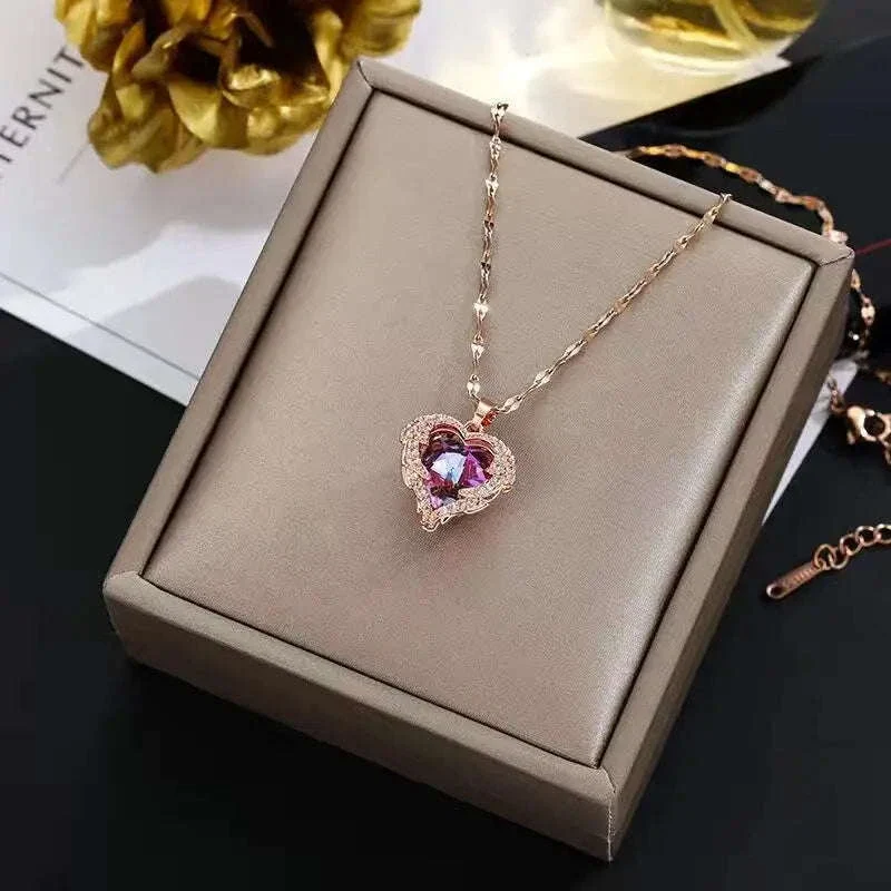 Crystal Ocean Heart Pendant Necklace for Everyday Elegance - Image 5