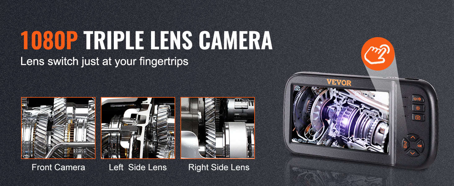 Triple Lens Borescope Camera 1080P with 4.5" Screen & 16.4ft Cable - Image 14