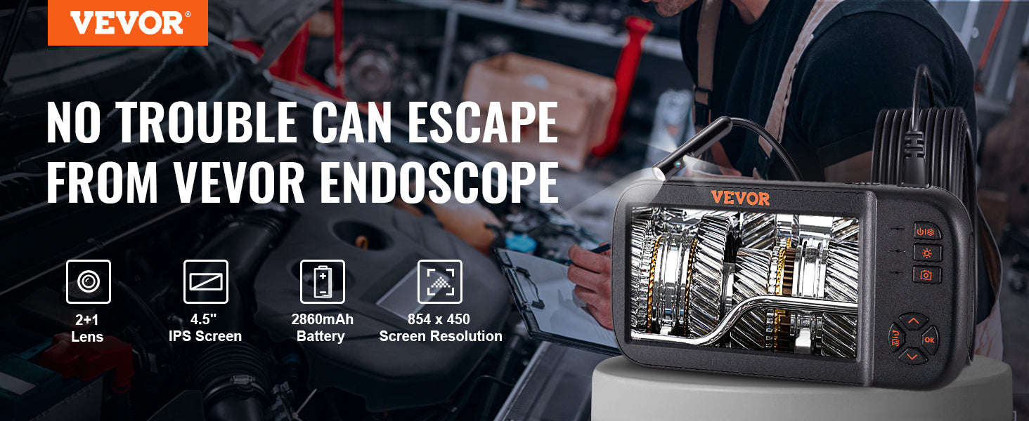Triple Lens Borescope Camera 1080P with 4.5" Screen & 16.4ft Cable - Image 8