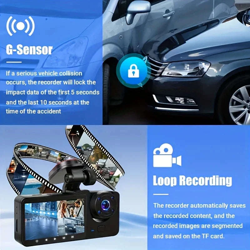 Triple Lens Dashcam WiFi 3-Channel 1080P HD Recorder - Image 17
