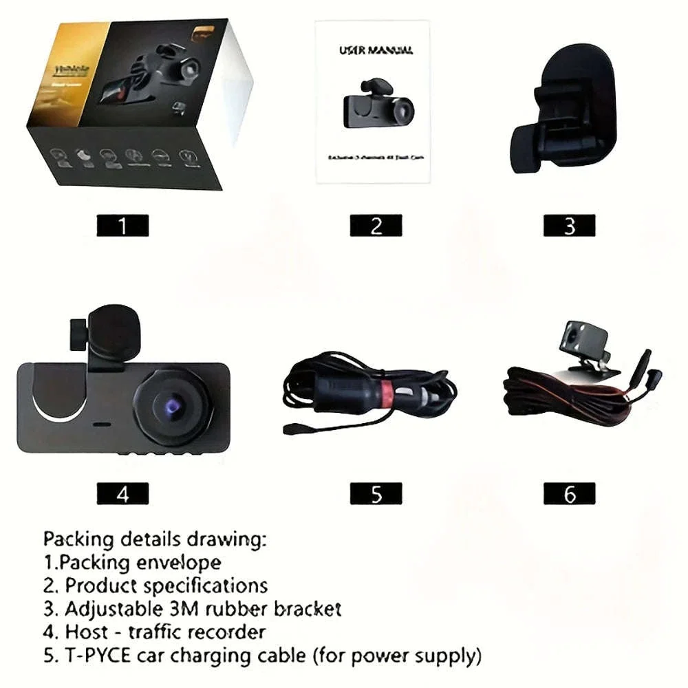 Triple Lens Dashcam WiFi 3-Channel 1080P HD Recorder - Image 20