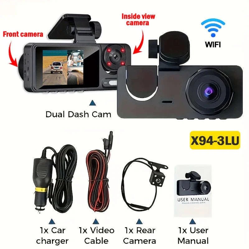 Triple Lens Dashcam WiFi 3-Channel 1080P HD Recorder - Image 24