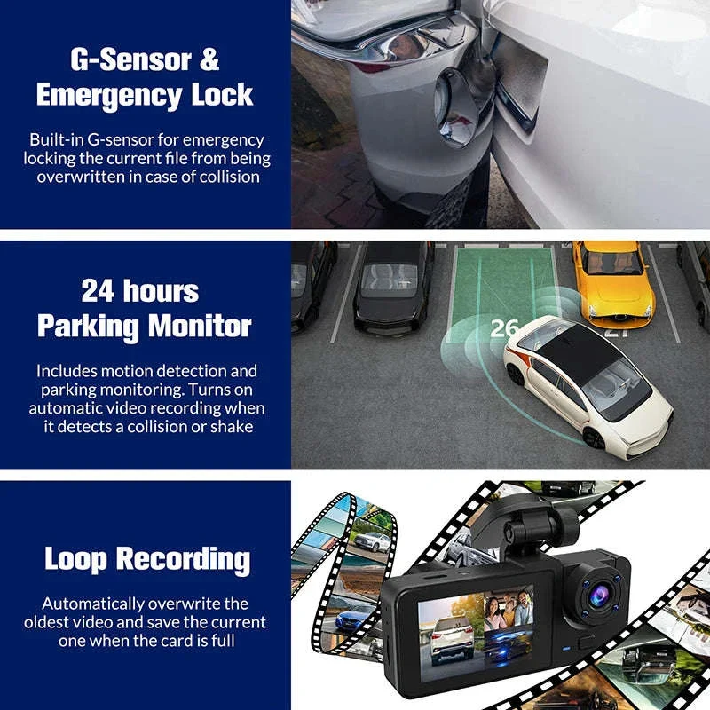 Triple Lens Dashcam WiFi 3-Channel 1080P HD Recorder - Image 7