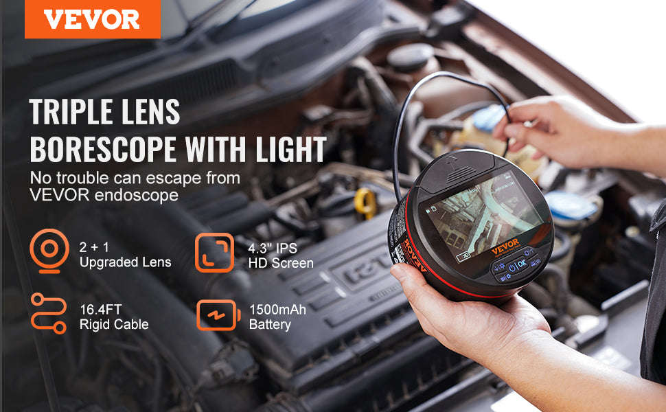 Triple Lens Endoscope Camera with 4.3" Screen - Image 8