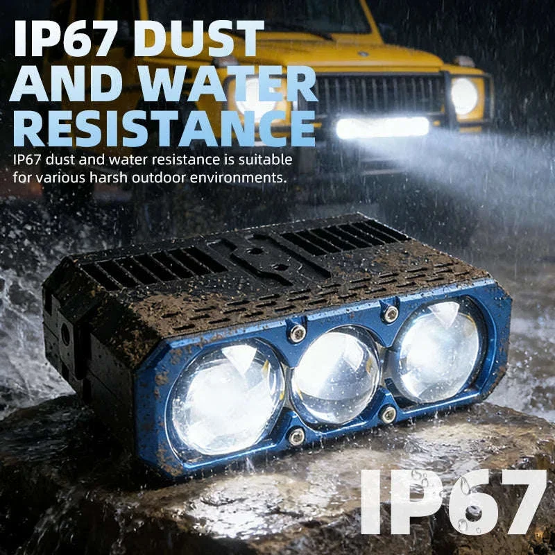 Triple Lens LED Spotlight Headlight for Car Motorcycle SUV ATV - Image 2