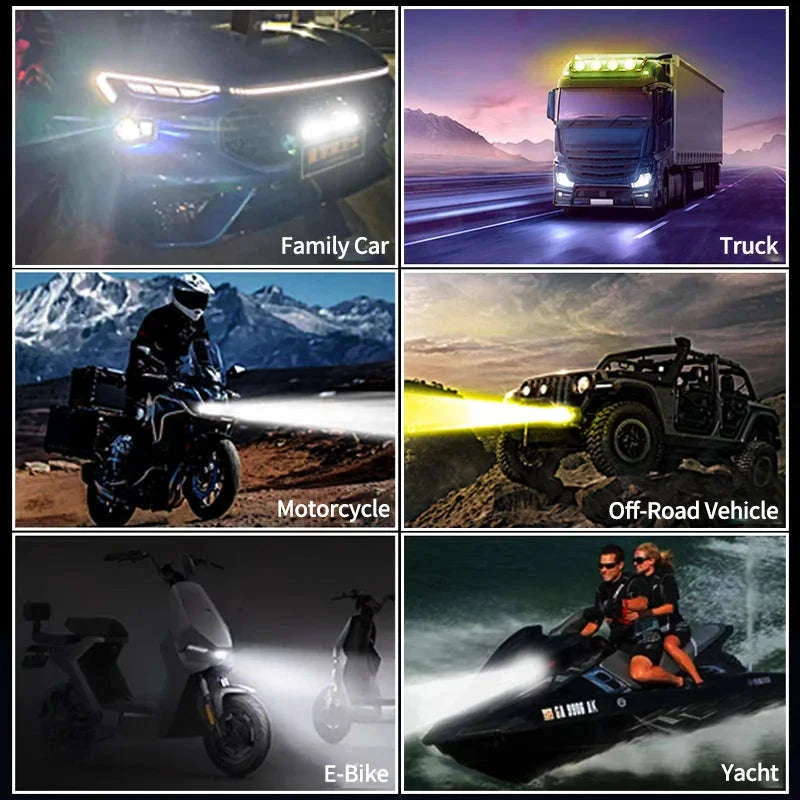 Triple Lens LED Spotlight Headlight for Car Motorcycle SUV ATV - Image 5