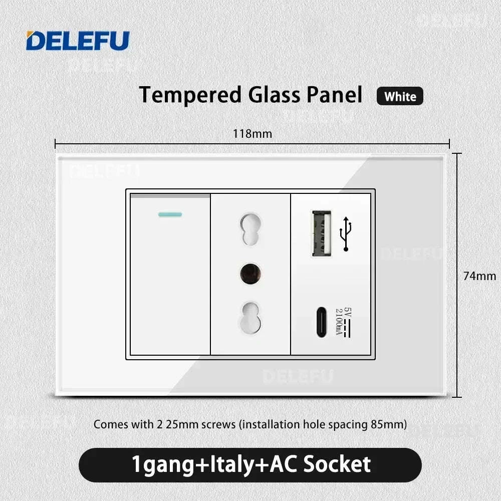 Tempered Glass Tuya WiFi Smart Wall Socket with USB-C Charging - Image 14