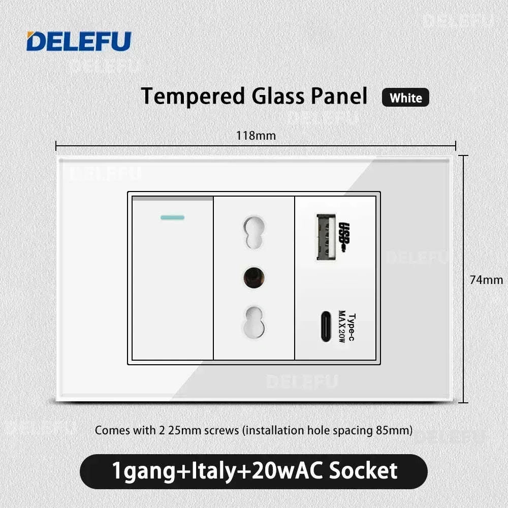 Tempered Glass Tuya WiFi Smart Wall Socket with USB-C Charging - Image 20