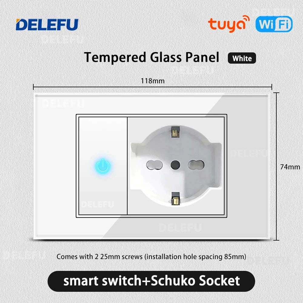 Tempered Glass Tuya WiFi Smart Wall Socket with USB-C Charging - Image 21
