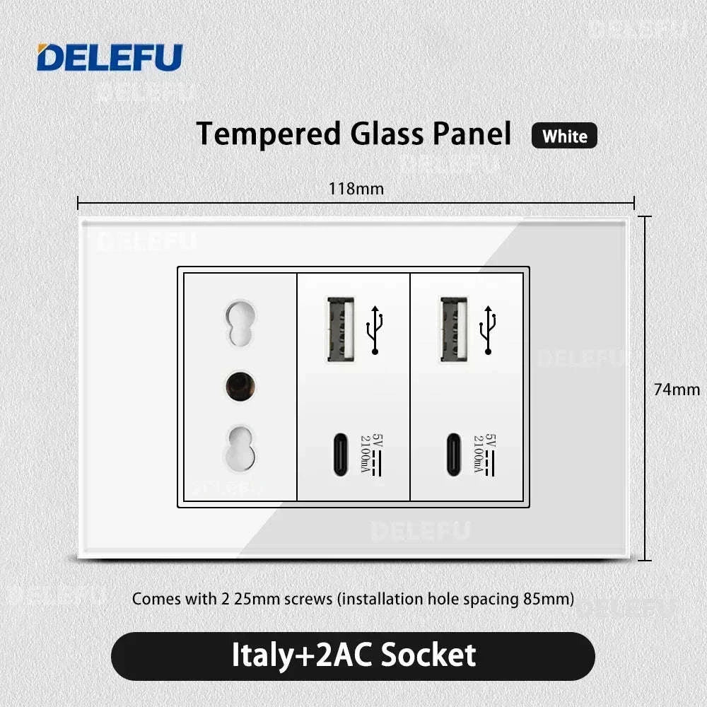 Tempered Glass Tuya WiFi Smart Wall Socket with USB-C Charging - Image 28