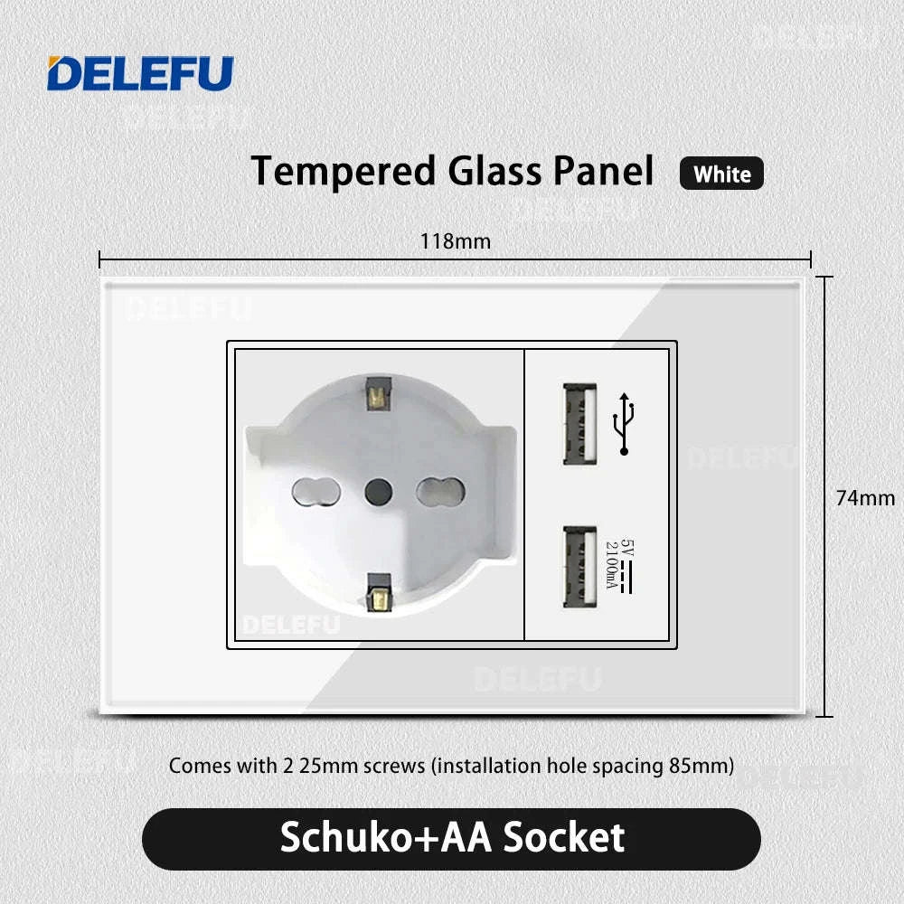 Tempered Glass Tuya WiFi Smart Wall Socket with USB-C Charging - Image 29