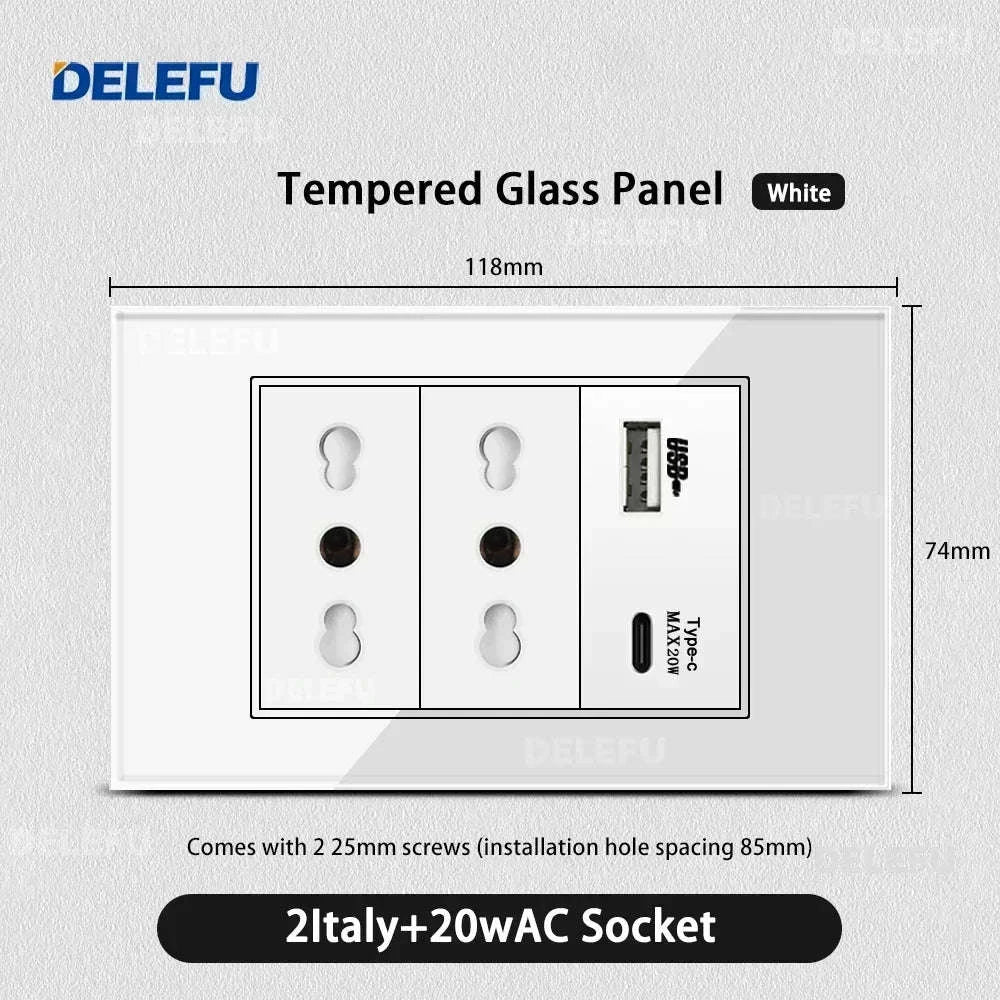 Tempered Glass Tuya WiFi Smart Wall Socket with USB-C Charging - Image 31