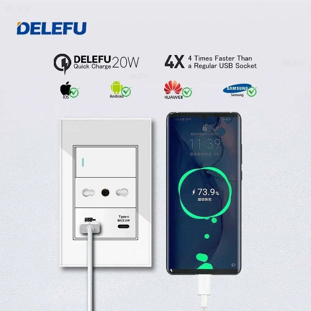 Tempered Glass Tuya WiFi Smart Wall Socket with USB-C Charging - Image 6