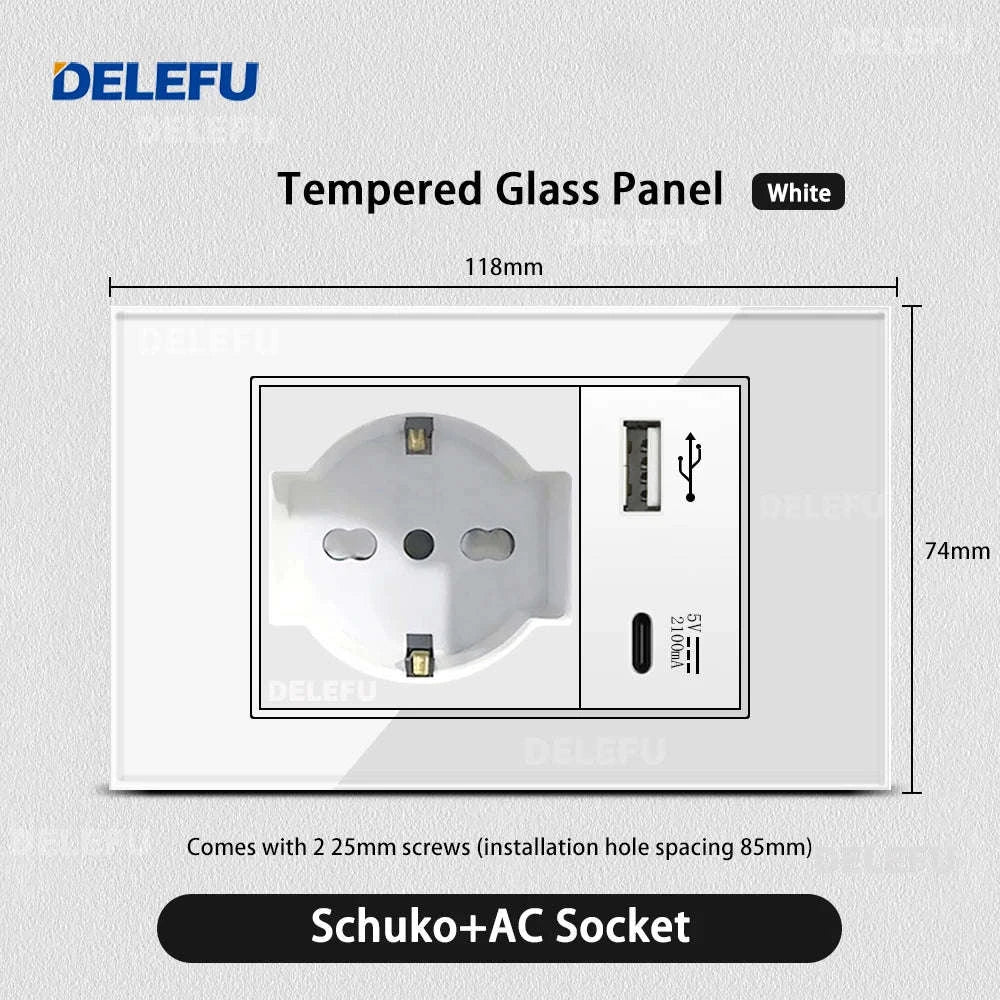 Tempered Glass Tuya WiFi Smart Wall Socket with USB-C Charging - Image 8