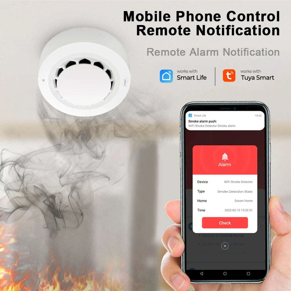 Tuya Smart Smoke Detector for WiFi or Zigbee Home Safety - Image 2