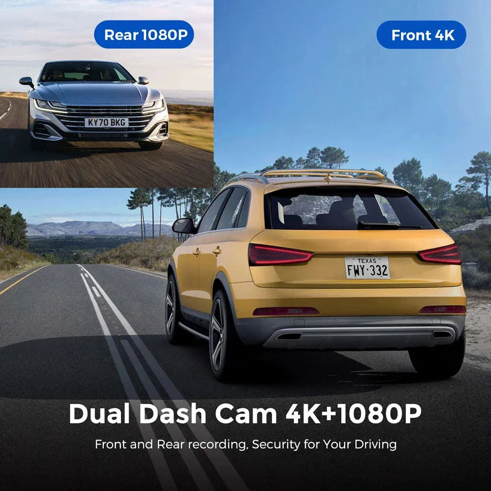 4K WiFi Dual Lens Dash Cam with GPS and Parking Monitor - Image 2