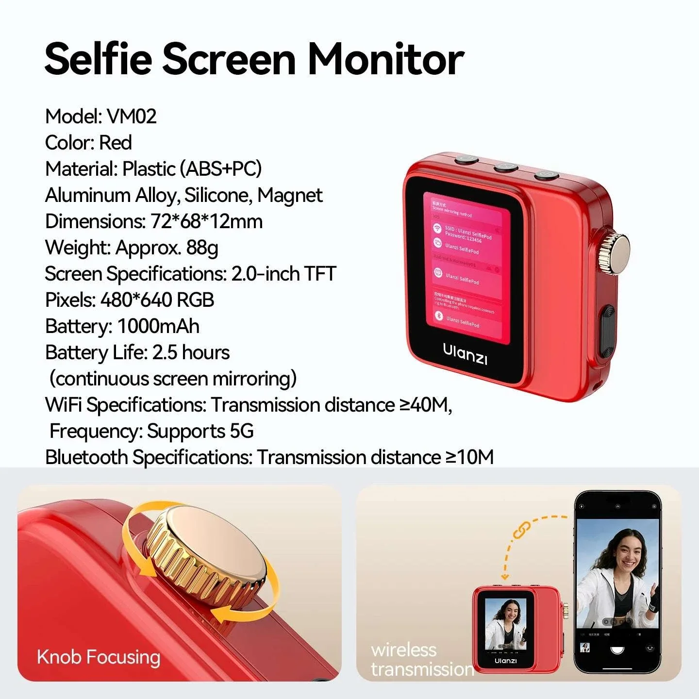 Magnetic Wireless Selfie Screen Monitor for Rear Camera Vlogging - Image 28