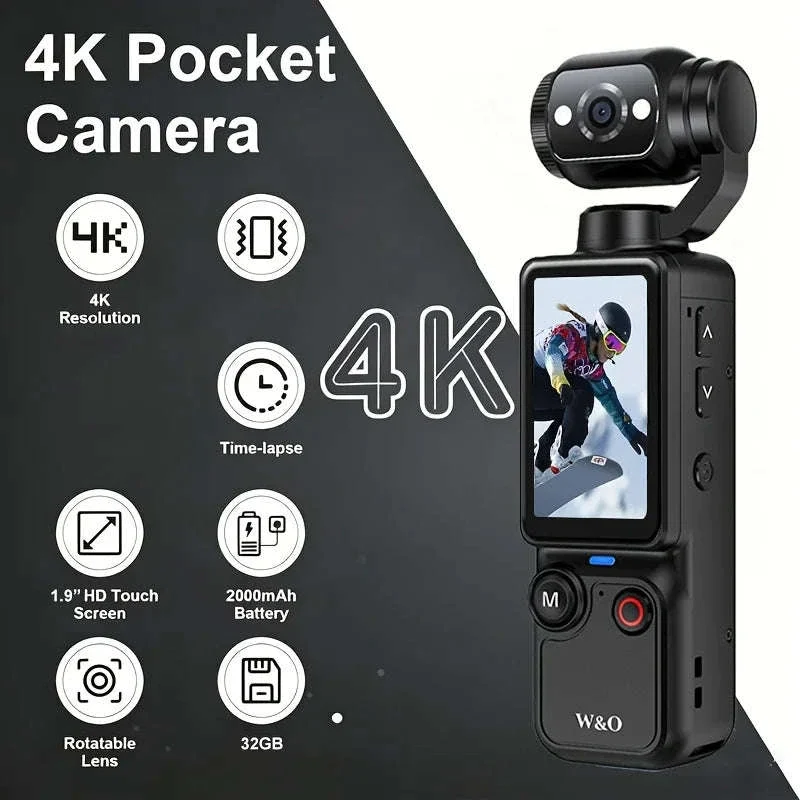 4K Pocket Sports Camcorder with 32GB Card, Tripod and 7-Hour Battery - Image 7