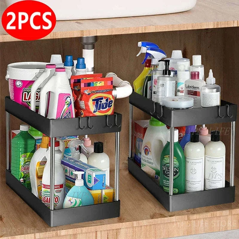 Under Sink Storage Organizer with 2-Tier Pull-Out Drawers